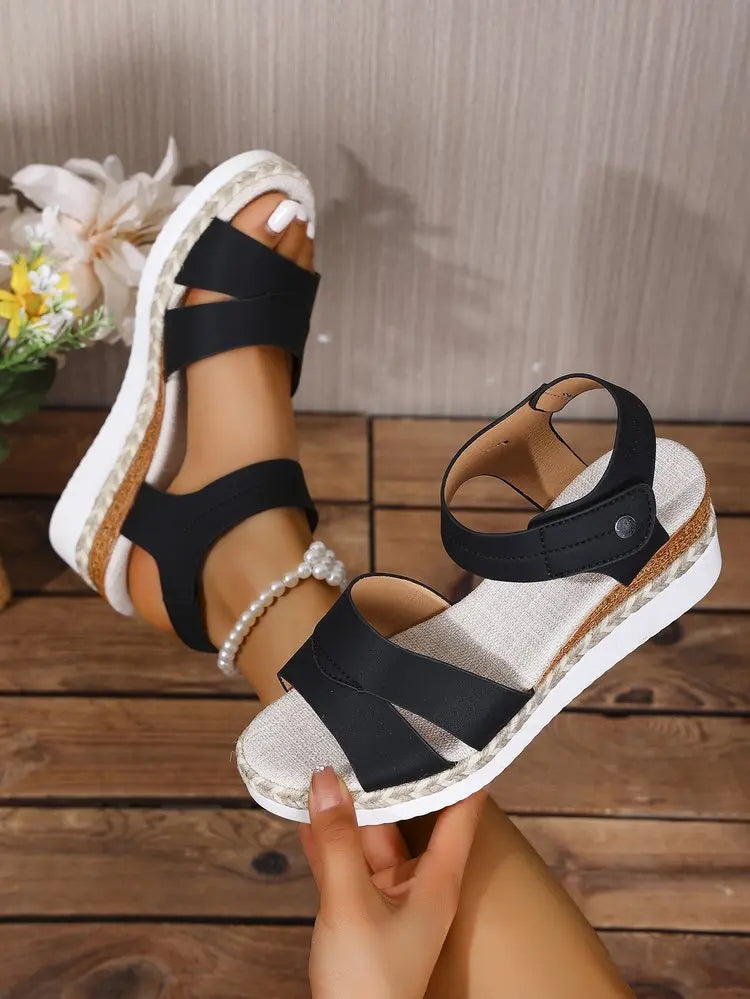 Women Wedge Heel Sandals Summer New Fashion Lightweight Non Slip Beach Shoes Ladies Buckle Strap Platform Sandalias Plus Size43