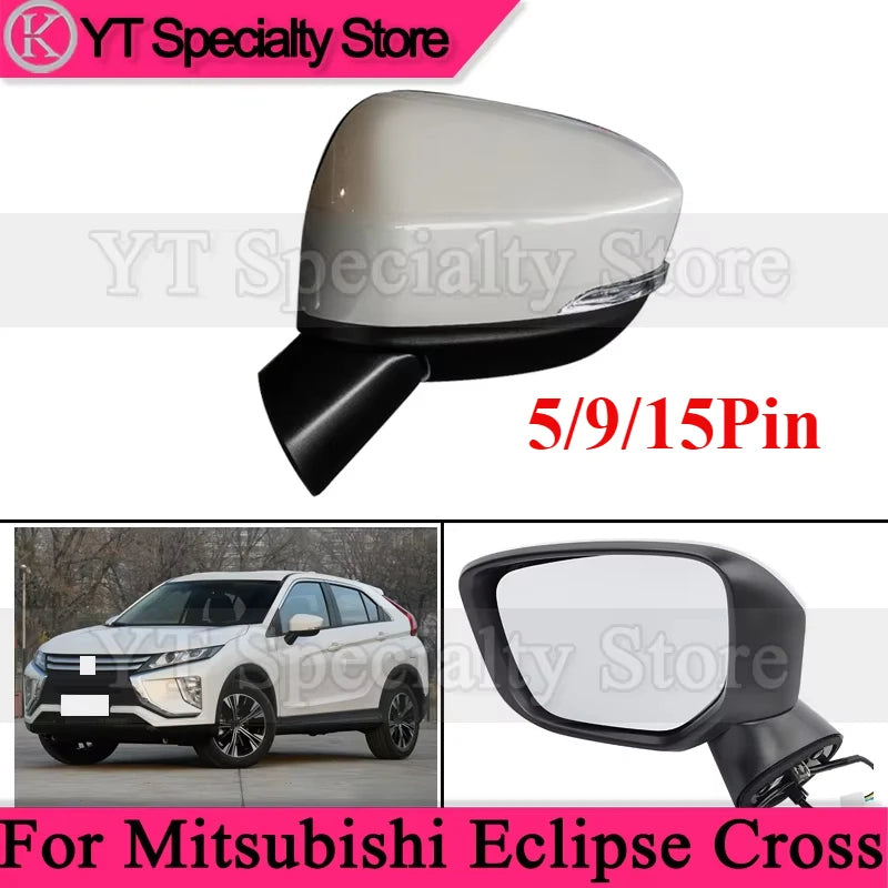 5/9/15Pins Car Side Mirror For Mitsubishi Eclipse Cross 2018 2019-2021 Outside Rearview Mirror Side Rear View Mirror