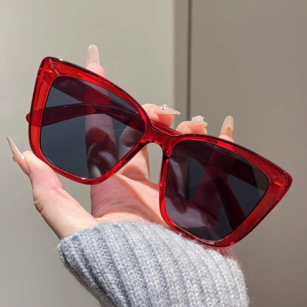 Women Trendy Cat Eye Sunglasses For Men Retro Large Square Frame Sun Glasses UV400 Protection Goggle Eyewear Shades Eyeglasses