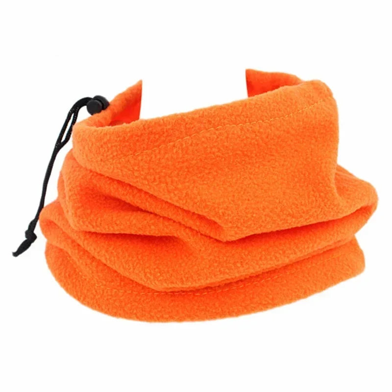 Unisex Faux Fleece Drawstring Scarf Solid Color Winter Outdoor Neck Warmer Adjustable Windproof Scarf Men Fashion Snood Scarves