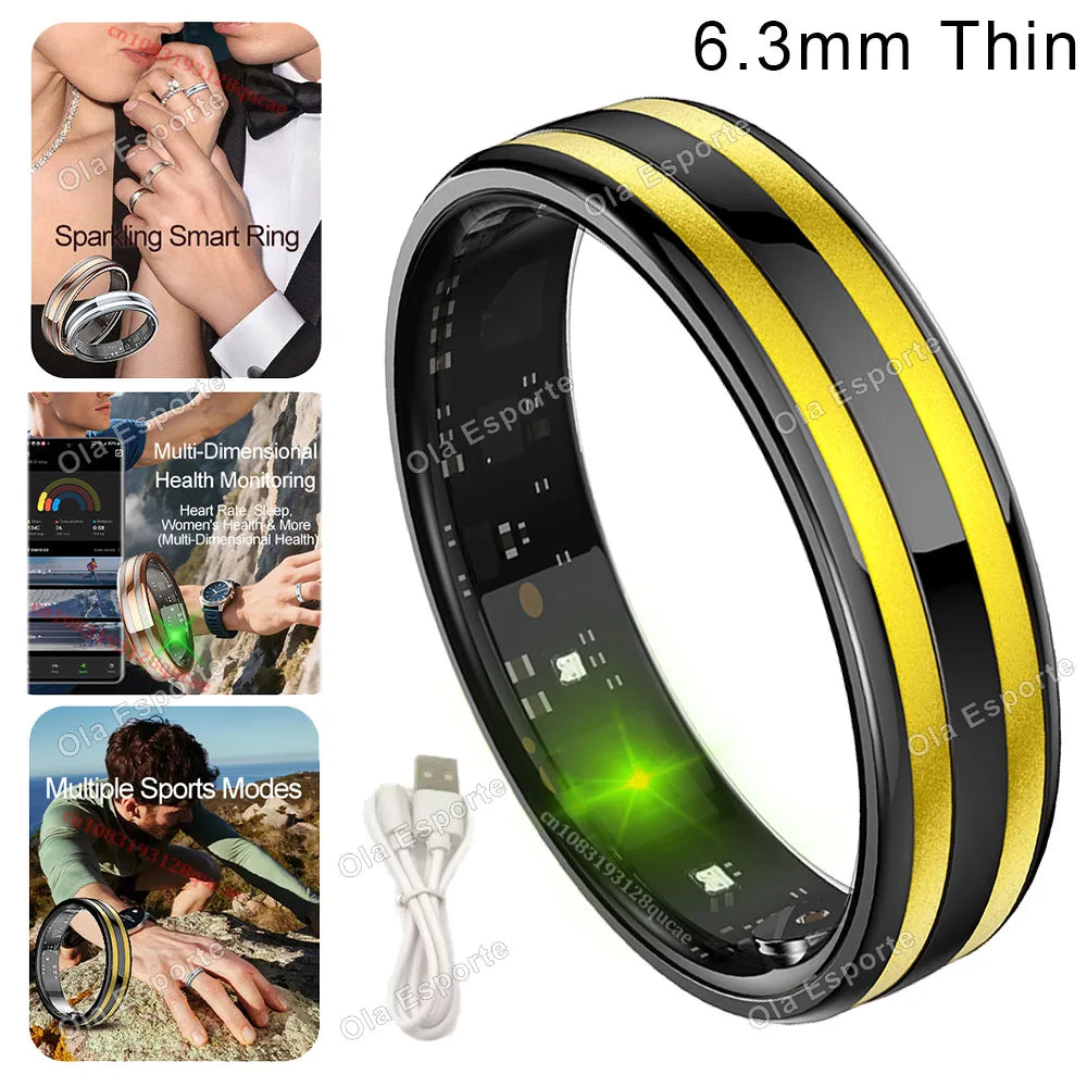 New Smart Ring Female Health Tracking Temperature Heart Rate Blood Oxygen Sleep Monitor Motion-Sensing Game IP68 Waterproof Ring