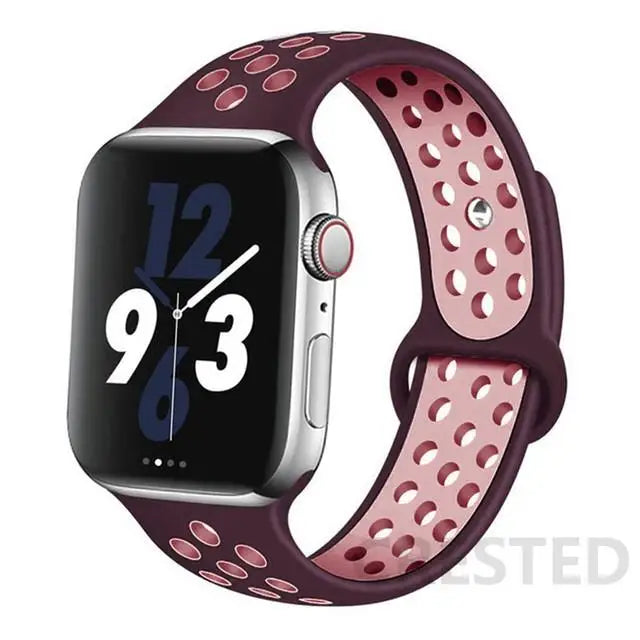 Silicone Strap For Apple Watch Band 45mm 44mm 40mm 49mm 41mm 38mm 42mm Sport bracelet iWatch Ultra 2 Series 9 8 7 6 se for nike