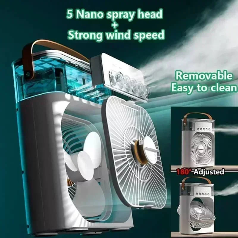 2026 New 3 In 1 Fan Air Conditioner Mini Cooler LED Night Light Humidifier Office Home Fan