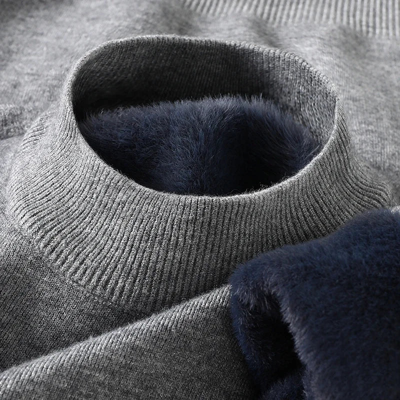 Half Turtleneck Knitwear Sweater New Autumn/Winter Mock Neck Sweatshirts Solid Color Pullovers Man Brand Casual Mens Clothing