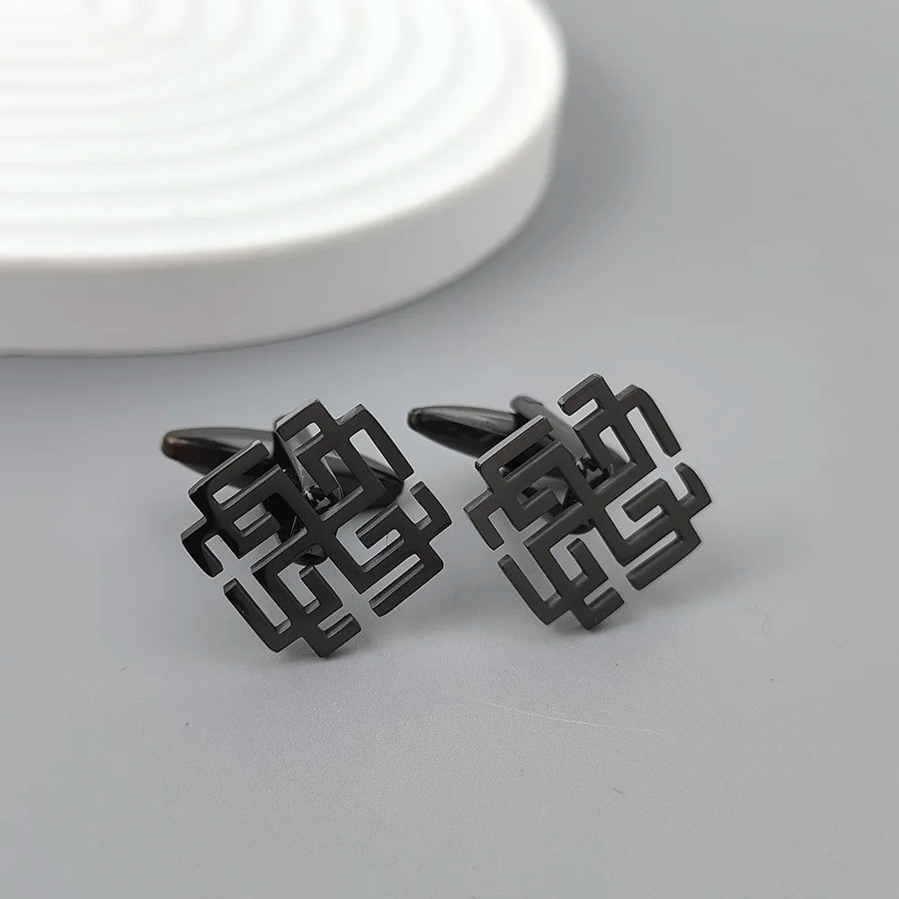 Fashion hollow Chinese knot men's cuff links, sweater shirt cuff accessories, wedding party jewelry