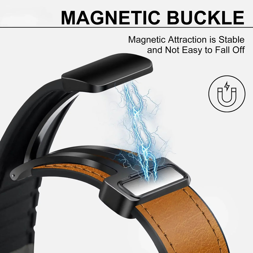 Leather+Silicone Band for Garmin Approach S50 Forerunner 55 165 265 965 970 570 42/47mm Magnetic Bracelet band Garmin Active 6 5
