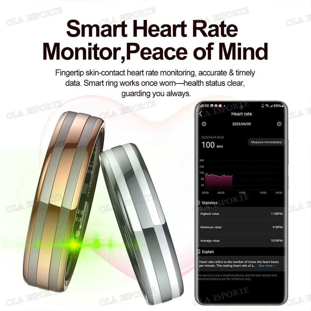 Gesture Sensing Smart Ring Health Monitor Smart Ring Outdoor Waterproof Ring Real HRV Monitor Heart Rate Blood Oxygen Sport Ring