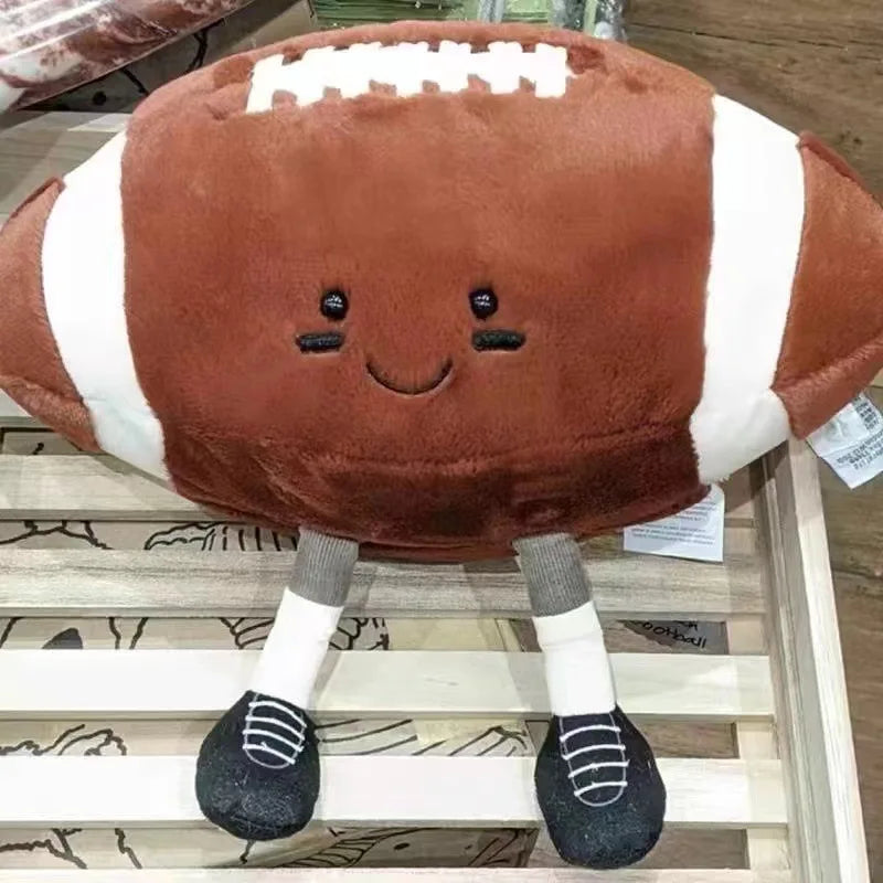 Cute Sports Ball Plush Series Soccer Basketball Tennis Soft Doll Keychain Bag Charm Stress Relief Kawaii Collectible Gift