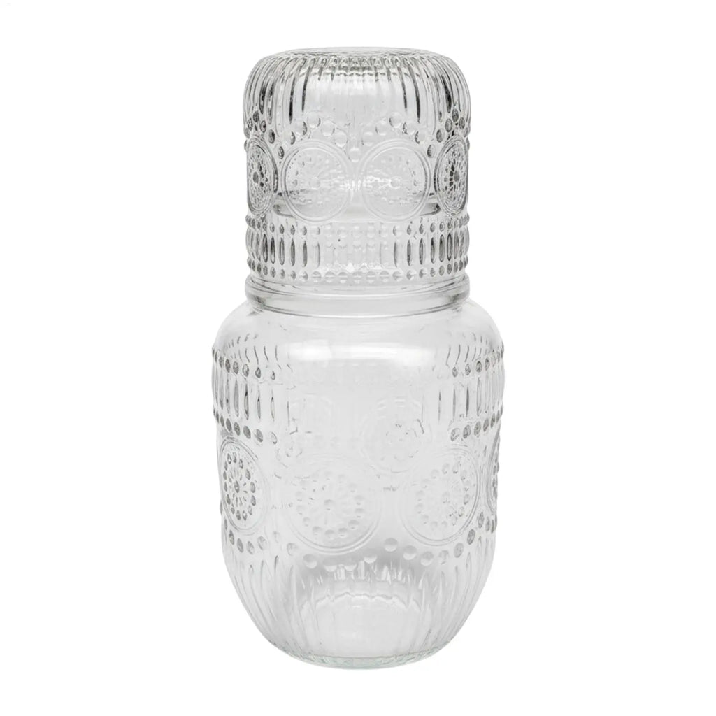 Carafe with Cup Snowflake Design Elegant Pitcher Glass Carafe for Tea Coffee Milk Juice Drink Tea Coffee Milk Juice