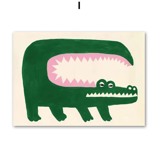 Crocodile Fish Chair Sofa Colorful Life Abstract Lines Posters Prints Canvas Painting Wall Art Pictures Living Room Home Decor