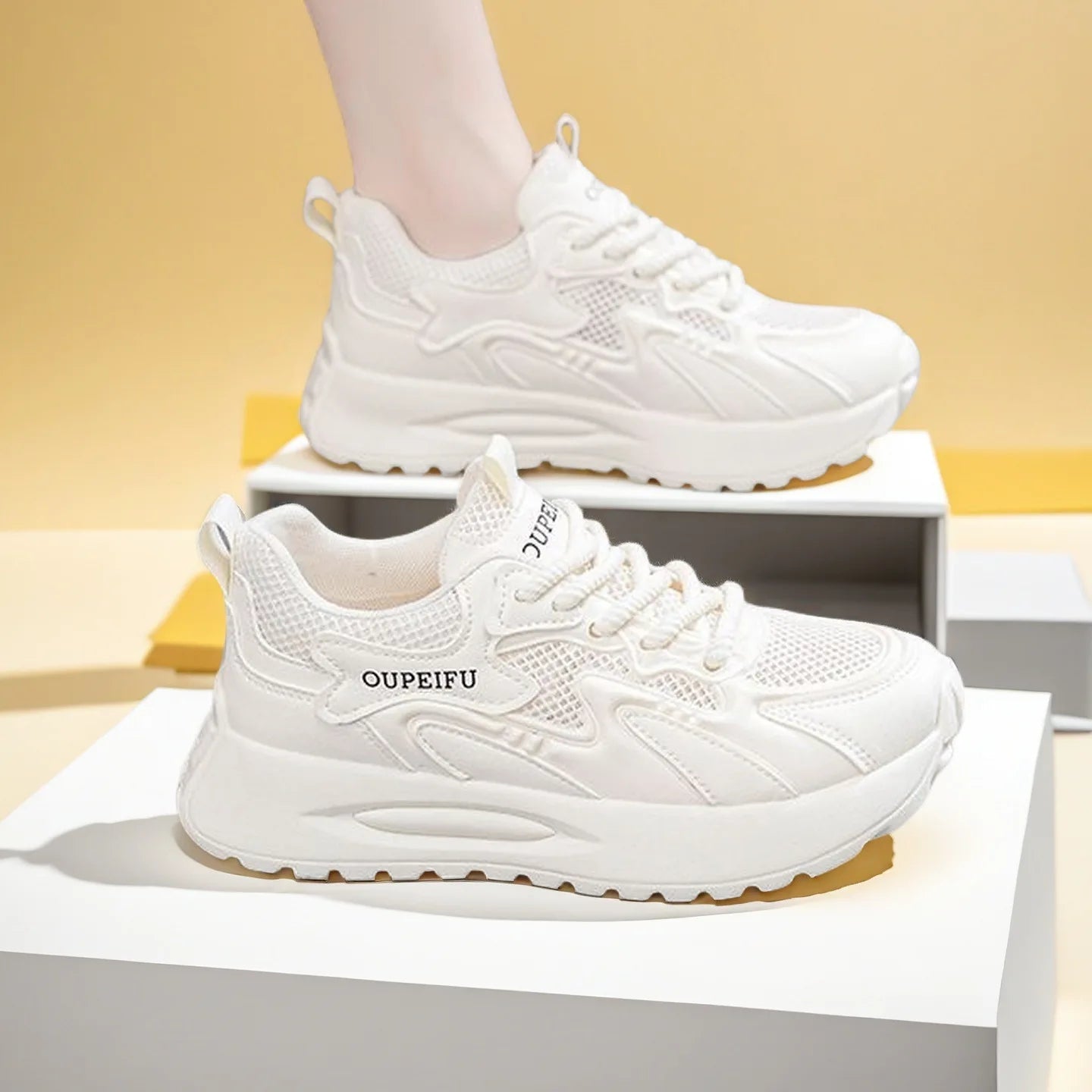 Women's Summer Lightweight Breathable Mesh Running Shoes Soft Bottom Casual Low Cut Slip-On Sports Sneakers Fashionable Tasse...