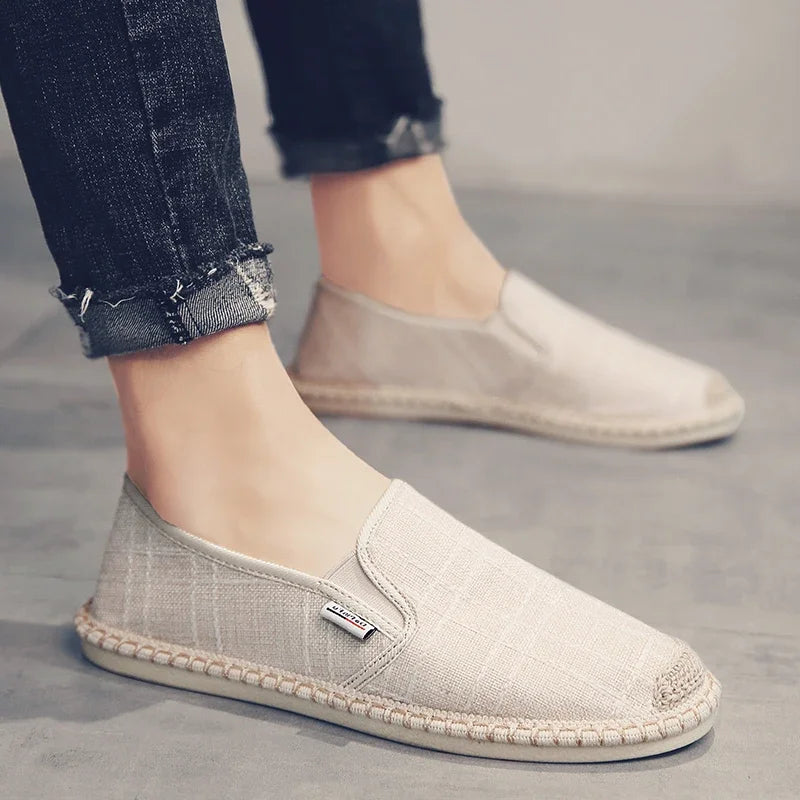 Men Shoes Summer Espadrilles Woman Canvas Sneakers Breathable Couple Footwear Slip on Loafers Large Size 39-44 Outdoor Trainers - Free Item Weekend (50% off).