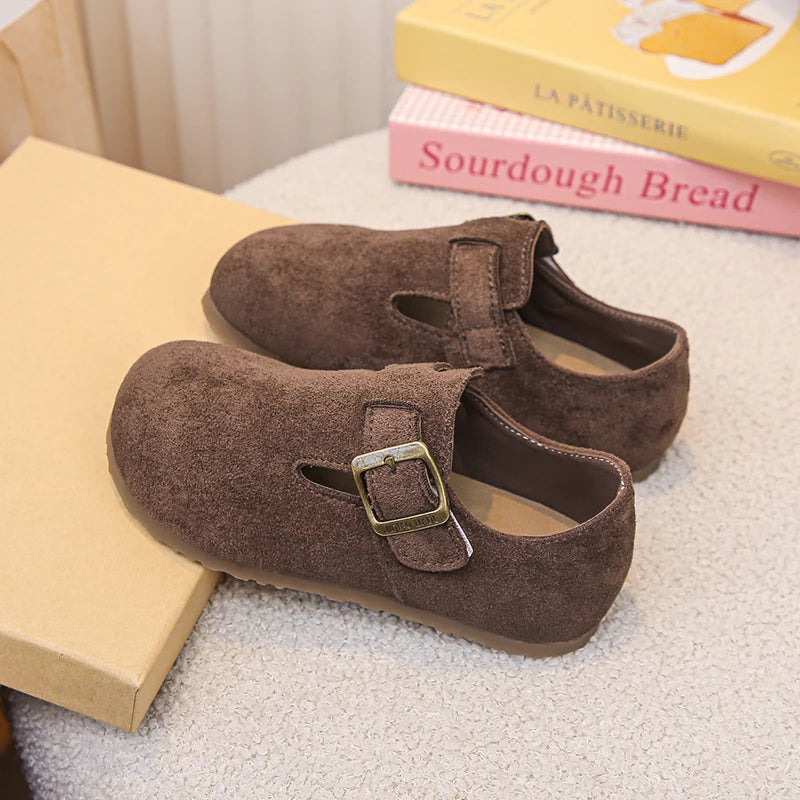 Kids Casual Shoes for Girls 2025 New Autumn Toddler Walking Shoes Soft Sole Solid Color Retro Simple School Outdoor Play age3-8