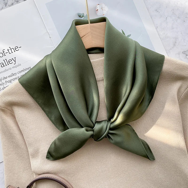 70Scarf 100% Silk Bandana Women Square Scarves Wrap Kerchief Mulberry Spring Fashion Luxury High Quality Headband Hijab Shawls