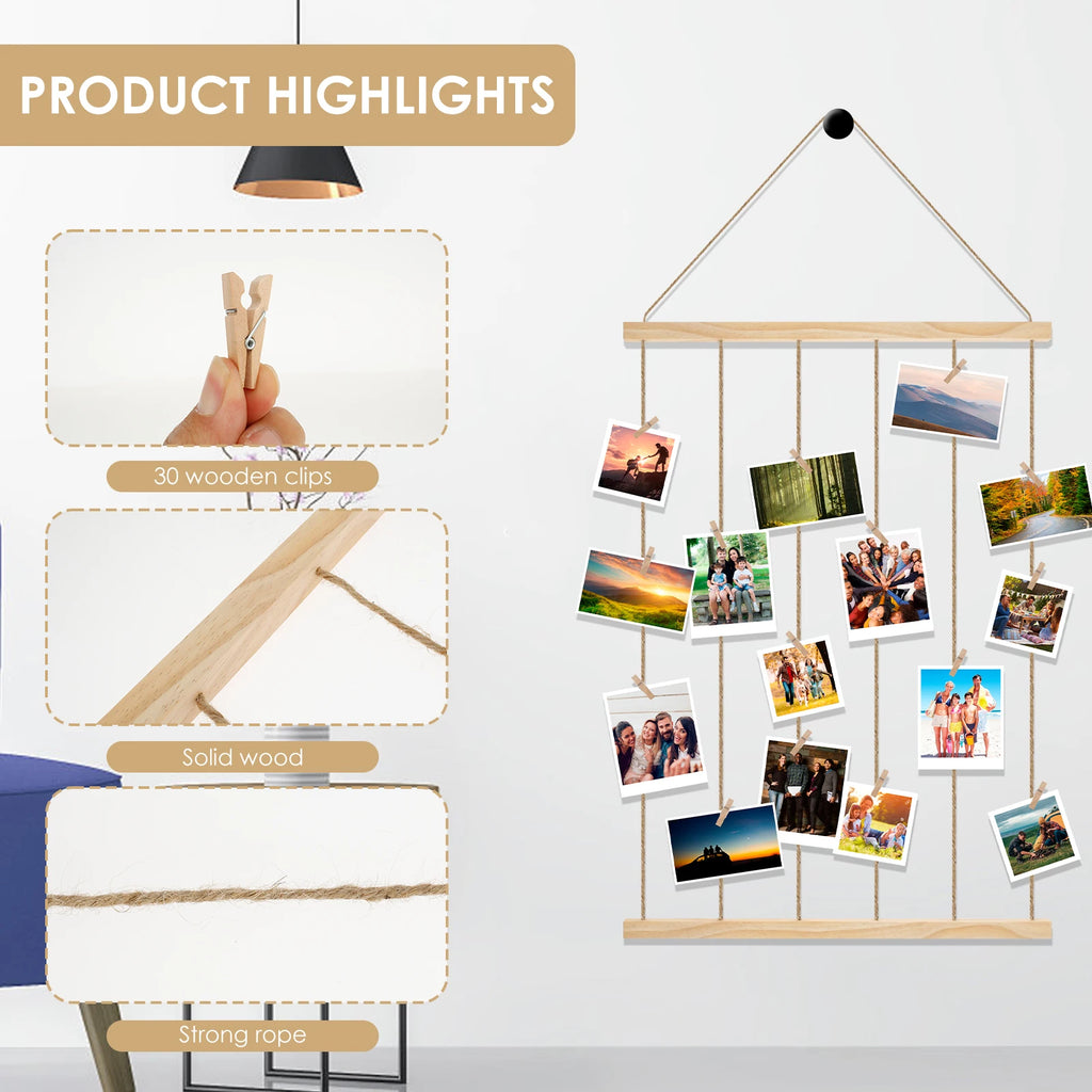 Wall Hanging Picture Frames Collage Wall Decor Photo Frames Hanging Multiple Pictures Hangers Photo Display for Home Room