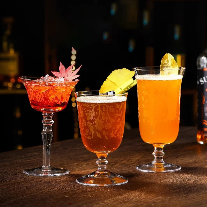 Japanese Cocktail Glasses Etched Highball Glasses Martini Glasses Singapore Sling Glasses Long Drink Glasses