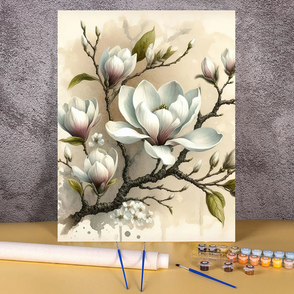 Coloring By Numbers Lily Flowers Acrylic Paint Painting For Living Room Wall Adults Handpainted Picture Crafts Gift Home Decor
