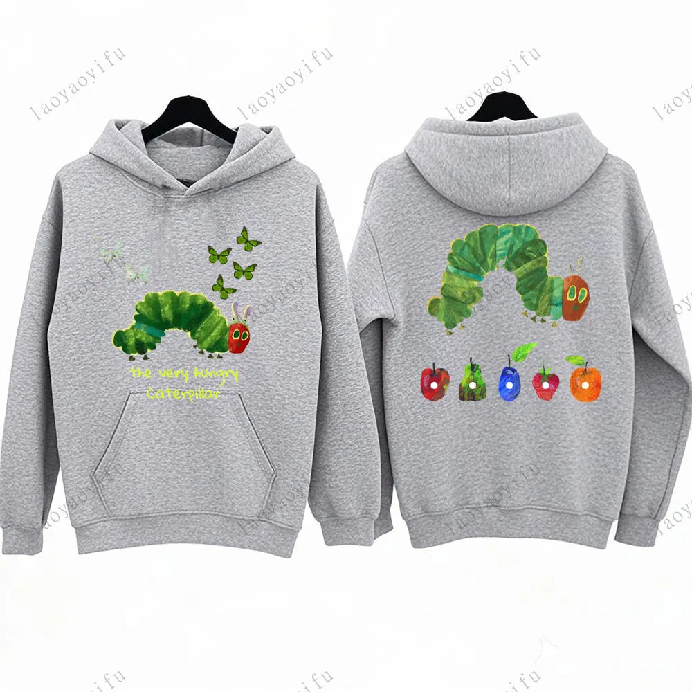 Hungry Caterpillar Printed Hooded The Very Hungry Caterpillar Hoodies Aesthetic Clothes Autumn and Winter Keep Warm Sweatshirt