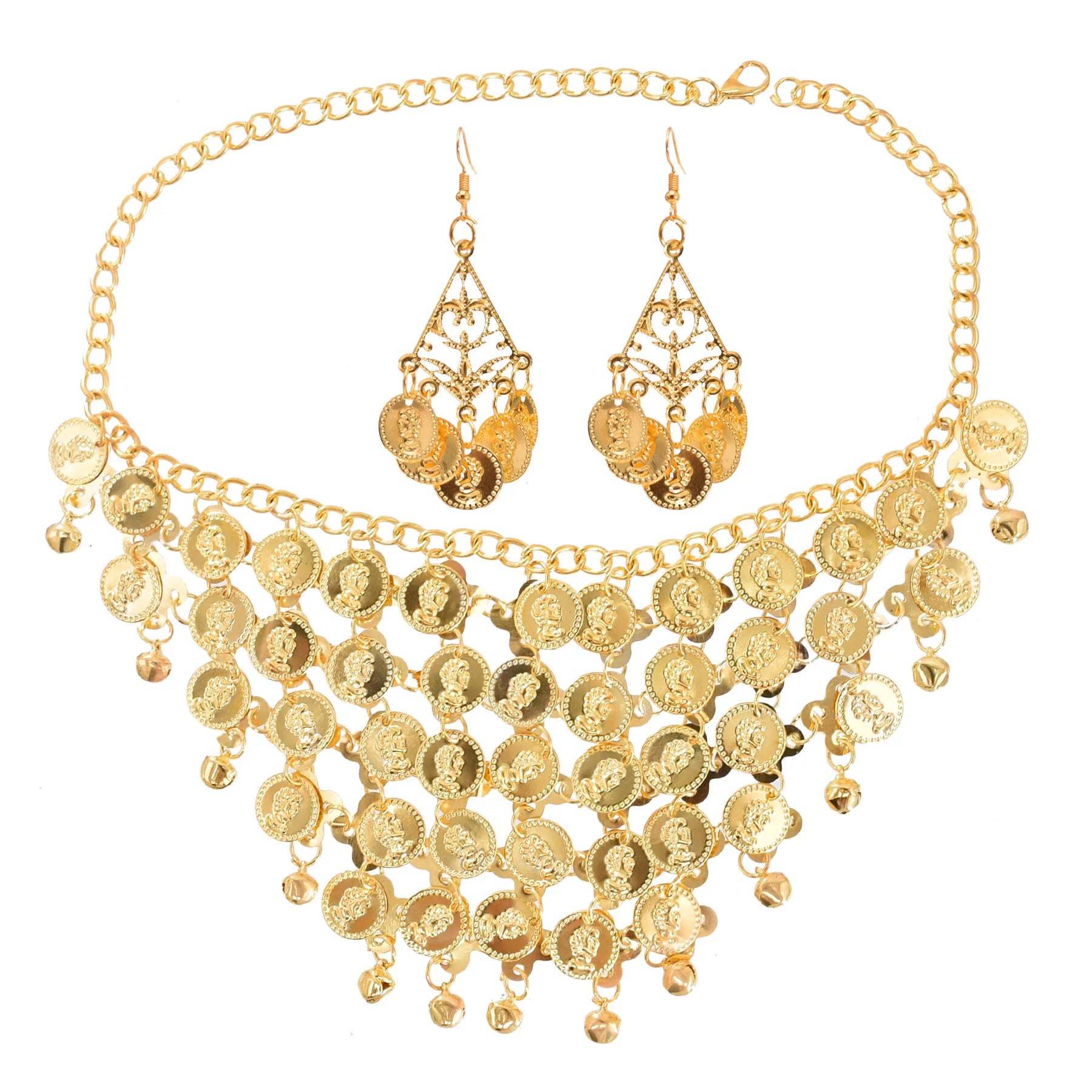 Indian Dance Accessories Necklace Headwear Earrings Bracelet Hair Band Jewelry Set Women's Party Jewelry Gifts