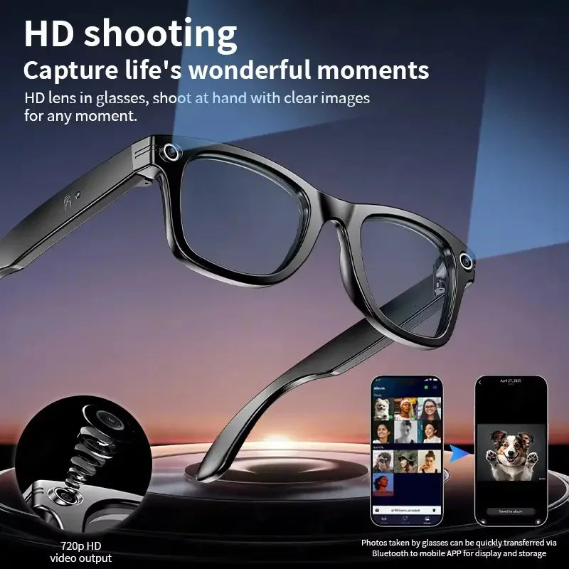 2025 AI Smart Glasses HD 800w Pixel Camera Shooting and Recording Touch Sport Sunglasses Bluetooth Call AI Transmission Glasses