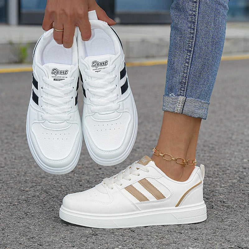 White Sneakers for Women, Casual Shoes, Versatile for Autumn, Trendy High-End Thick-Soled Breathable Shoes for Spring and Autumn