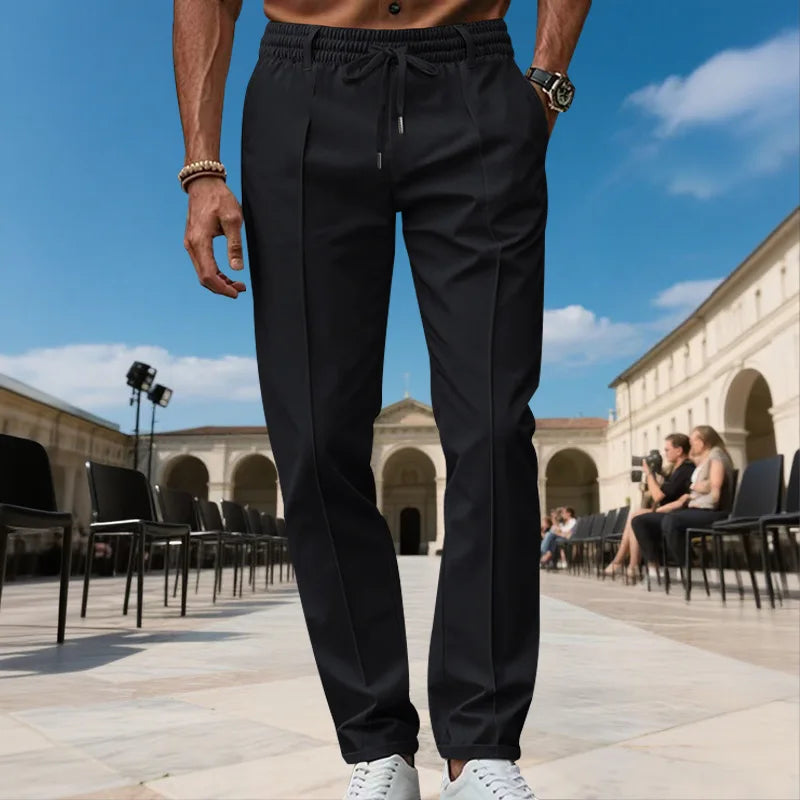 Men's Solid Color Large-Sized Form-Fitting Business Casual Pants Simple Design for Professional And Everyday Wear