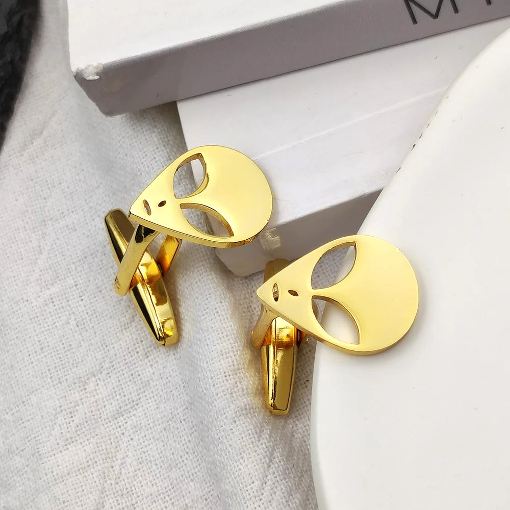 Cufflinks for Mens Alien Cuff Links Men's Shirt Cuff Buttons Stainless Steel Jewelry Accessories Christmas Present Wholesale