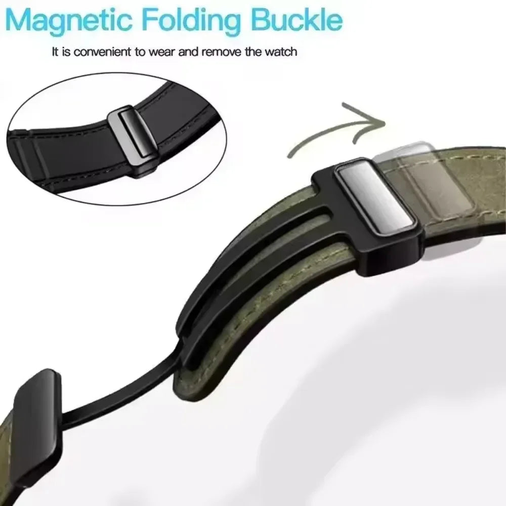 Leather+Silicone Band for Garmin Approach S50 Forerunner 55 165 265 965 970 570 42/47mm Magnetic Bracelet band Garmin Active 6 5