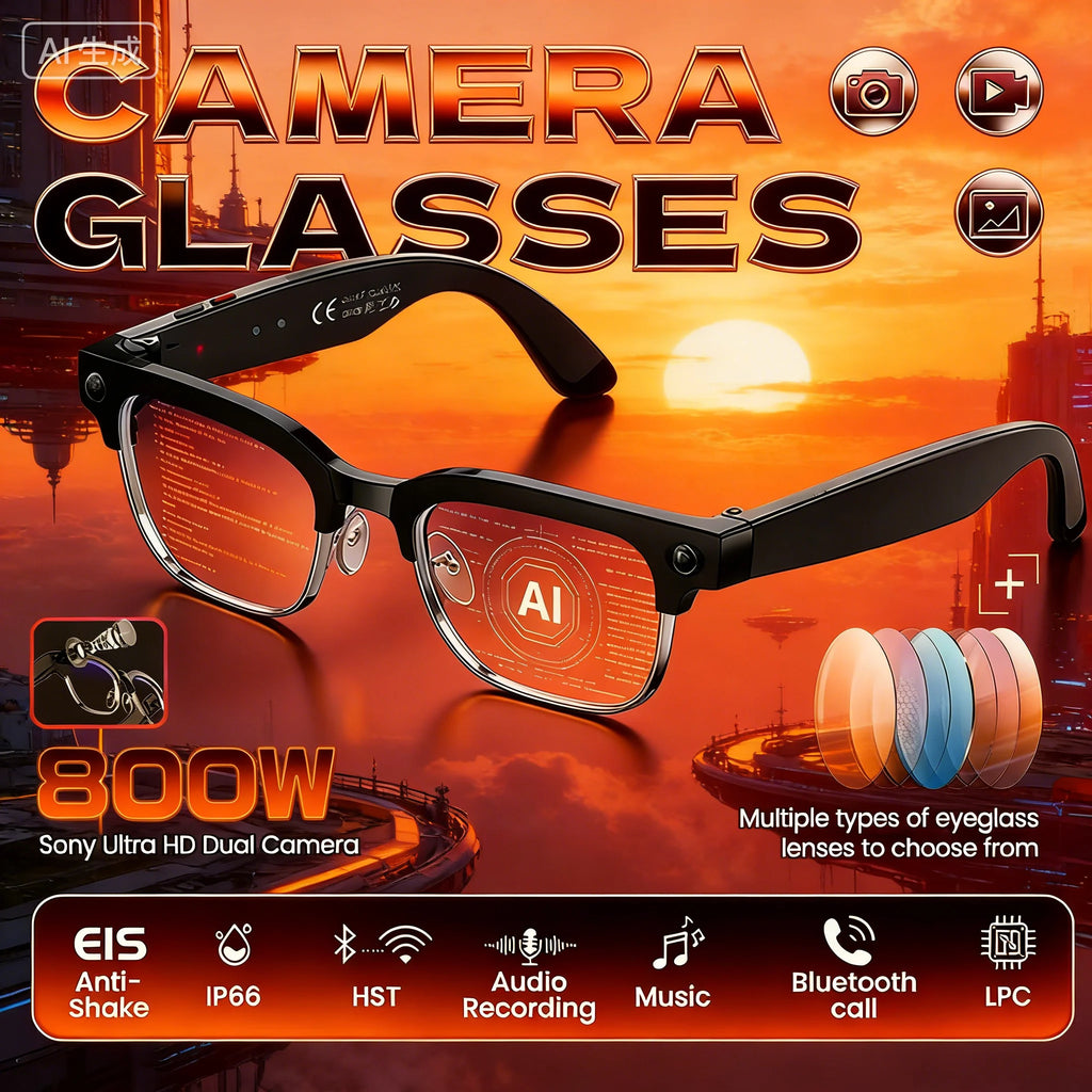 2026 AI Smart Glasses for Men And Women with 4K HD Camera 1080P Video 8MP 100+ Language Translation WiFi Bluetooth Call Sunglass