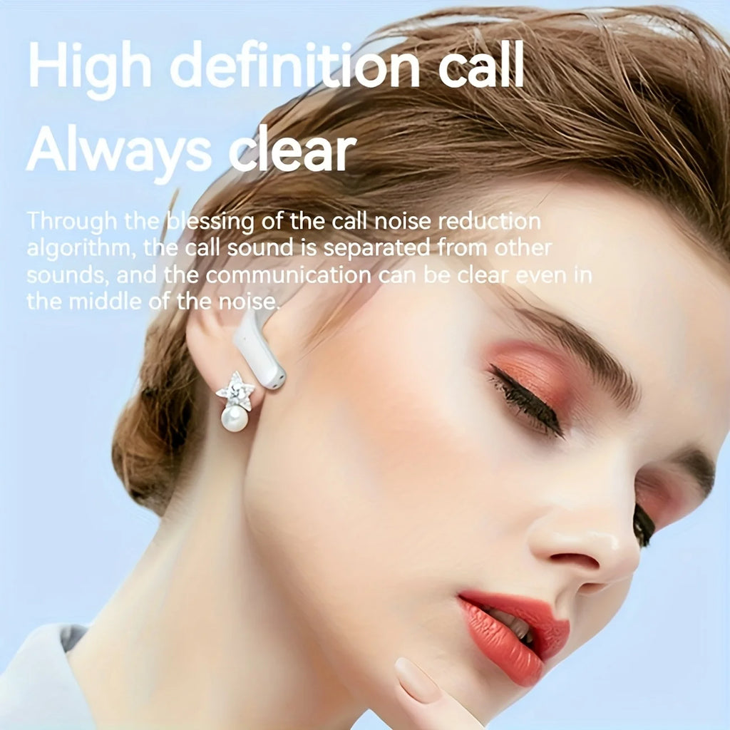 Wireless Earphones With High Bass Stereo Sound, Lightweight Earphones, Type-C Charging,  Suitable For iPhone, Android, Etc, Pad