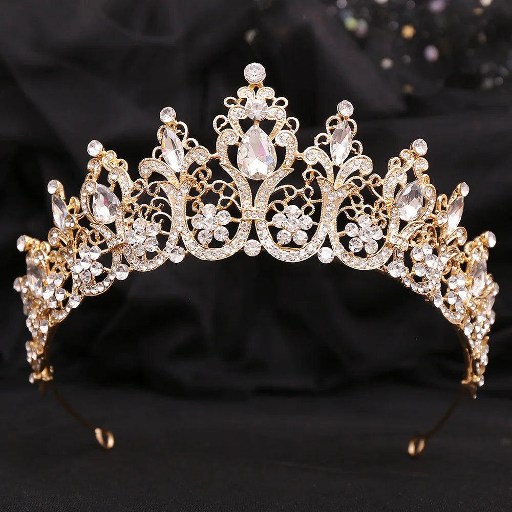 DIEZI Korean Baroque Luxury Bridal Crystal Tiara Crown For Women Girls Wedding Party New Elegant Queen Hair Dress Accessories