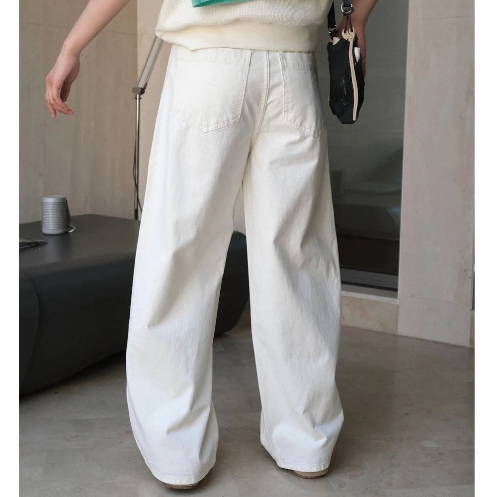 2025 Women Spring Wide Leg Denim Pants High Waist Cotton Stright Pants Fashion Clothes Pants Female Trousers