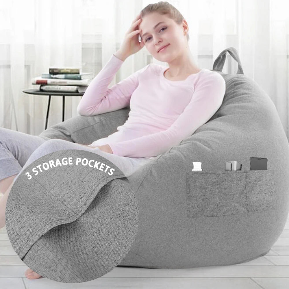 New Bean Bag Chair Sofa Cover Soft Comfortable Sofa Chair Protection Cover with Storage Bag without Filler Furniture Accessories