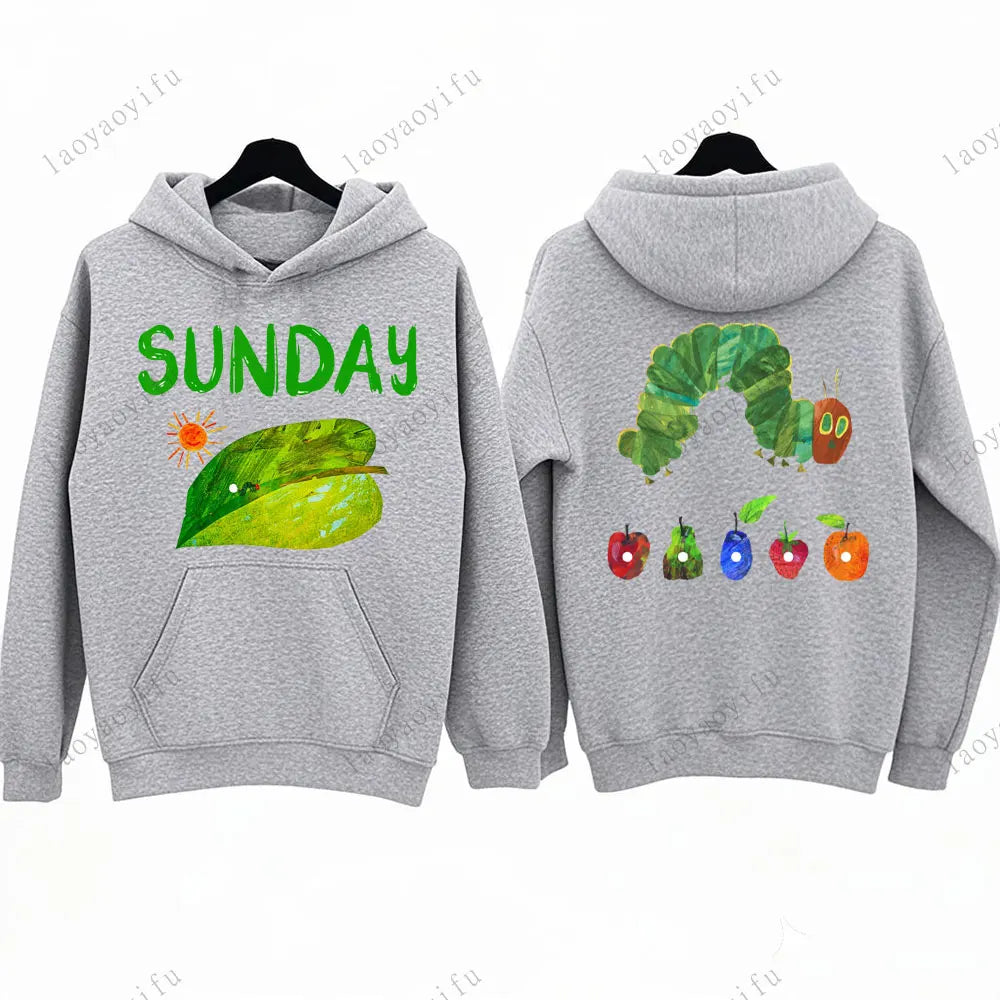 Hungry Caterpillar Printed Hooded The Very Hungry Caterpillar Hoodies Aesthetic Clothes Autumn and Winter Keep Warm Sweatshirt