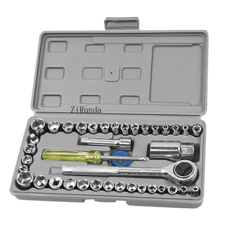 46-Piece Sleeve Ratchet Wrench Repair and Maintenance Multifunctional Sleeve and Casing Combination Toolbox