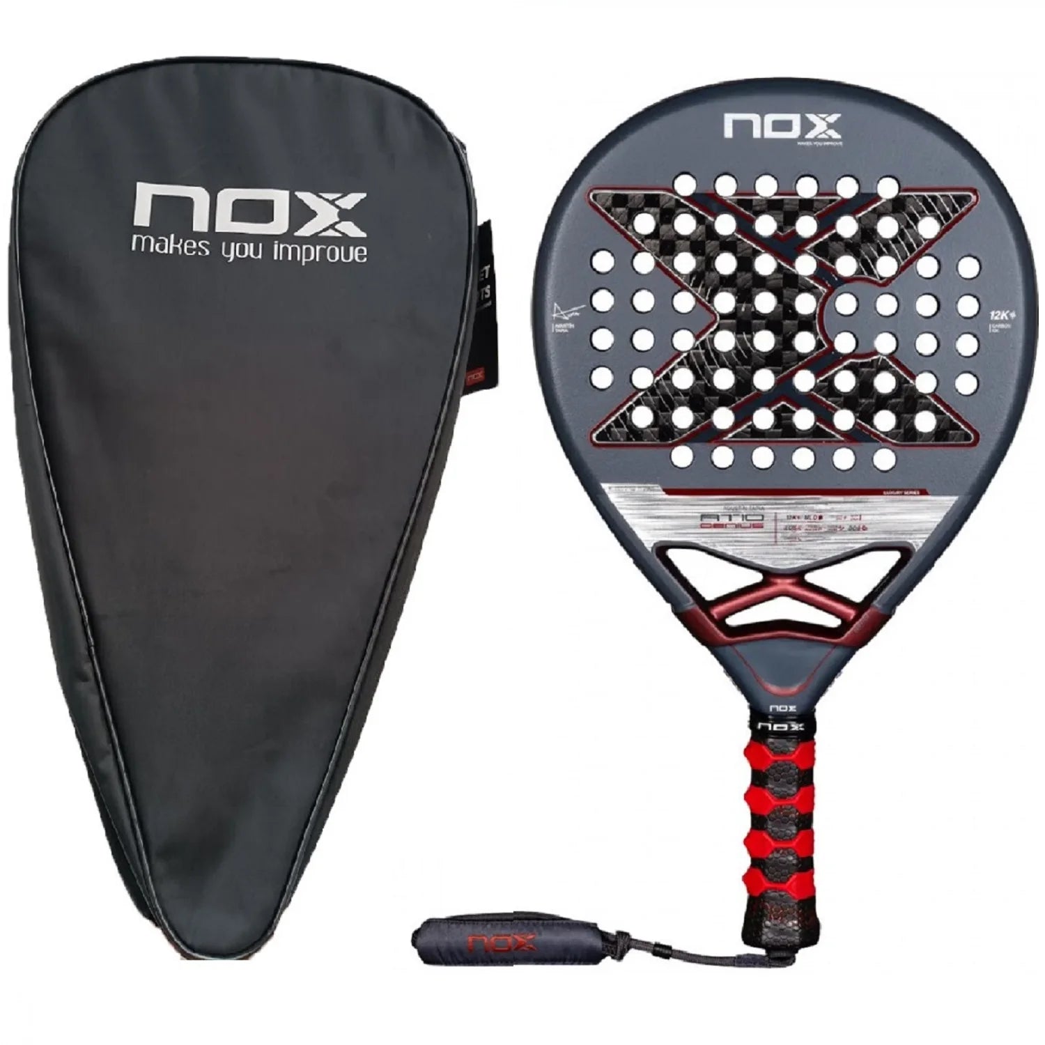 Nox 3K 12K 18K Tennis Paddle Racket,Portable Bag Included,Perfect Gift for Christmas Birthday Holidays,Professional Skill Level