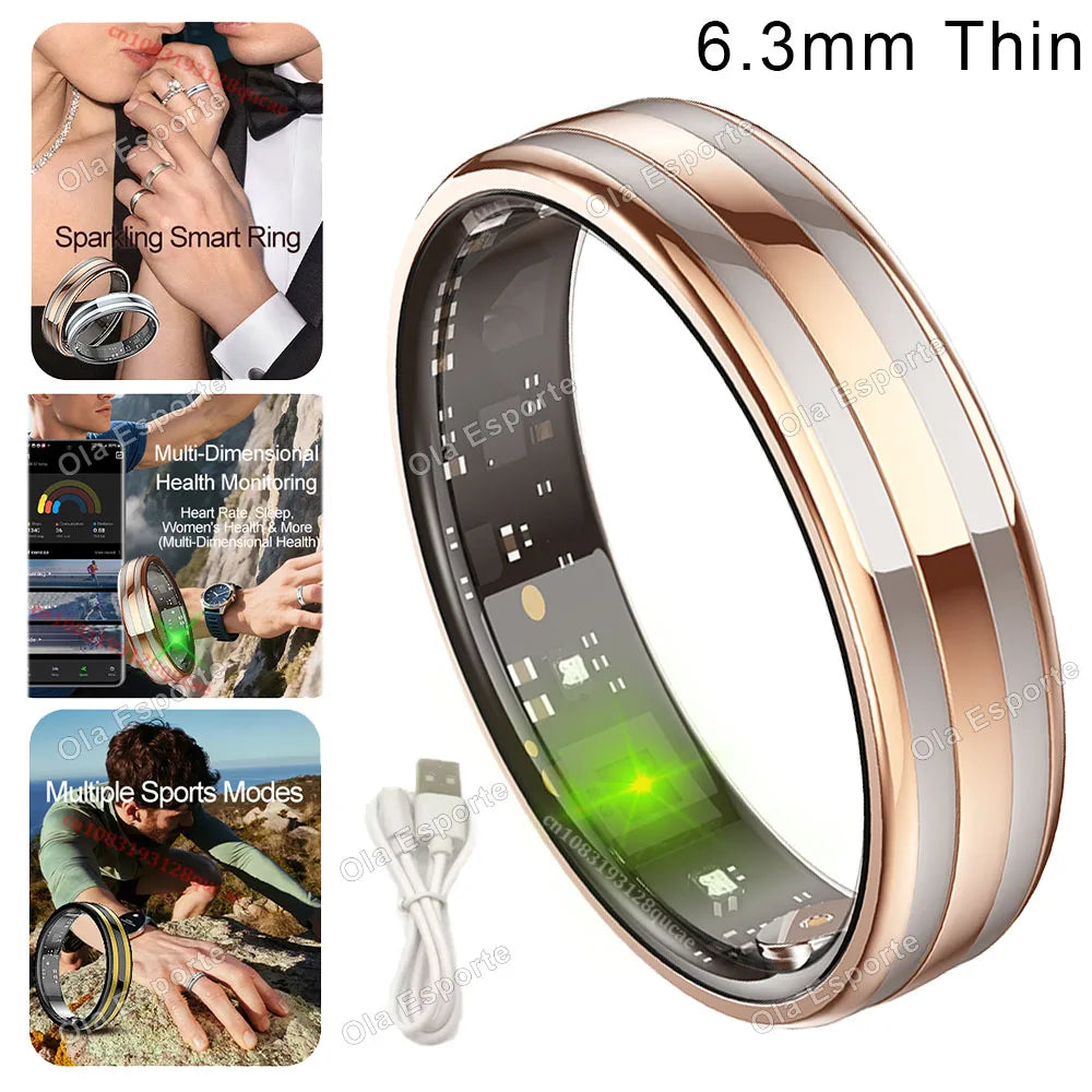 New Smart Ring Female Health Tracking Temperature Heart Rate Blood Oxygen Sleep Monitor Motion-Sensing Game IP68 Waterproof Ring
