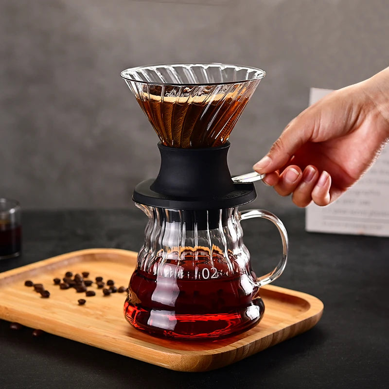 Glass Coffee Dripper Funnel Set with Carafe - Pour Over Coffee Maker & Tea Steeping Pot, Complete Home Brewing Accessories