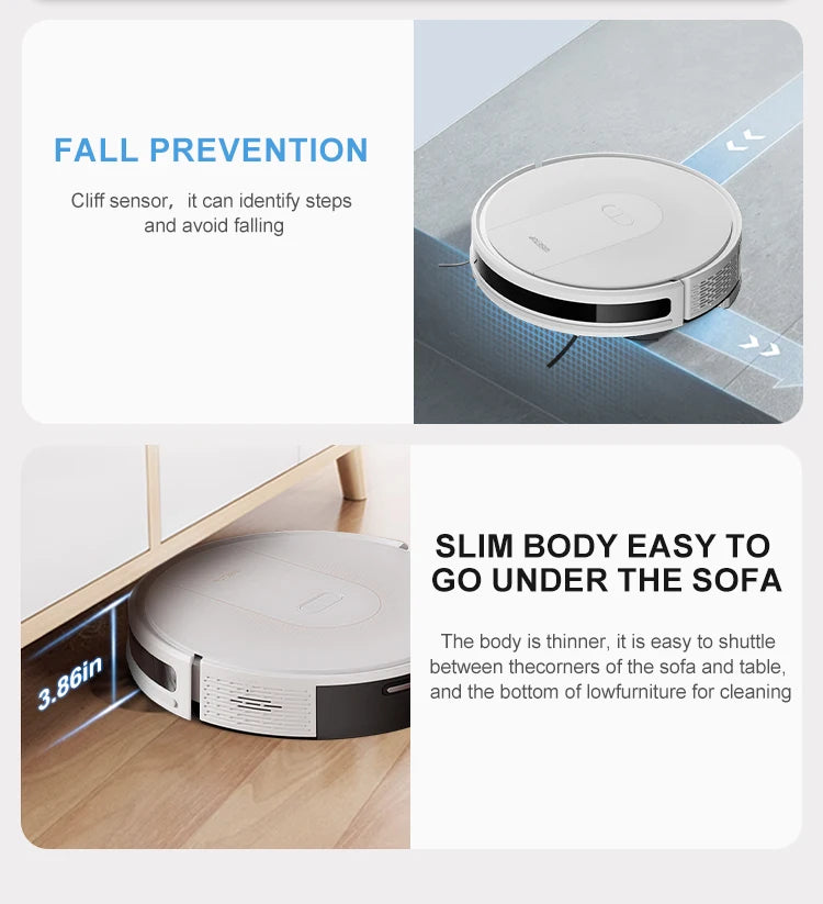 Purerobo K5 Robot Vacuum Cleaner 3-in-1 with 3KPa Suction Smart Gyro Navigation Automatic Sweep Mop for Home Cleaning Tuya App