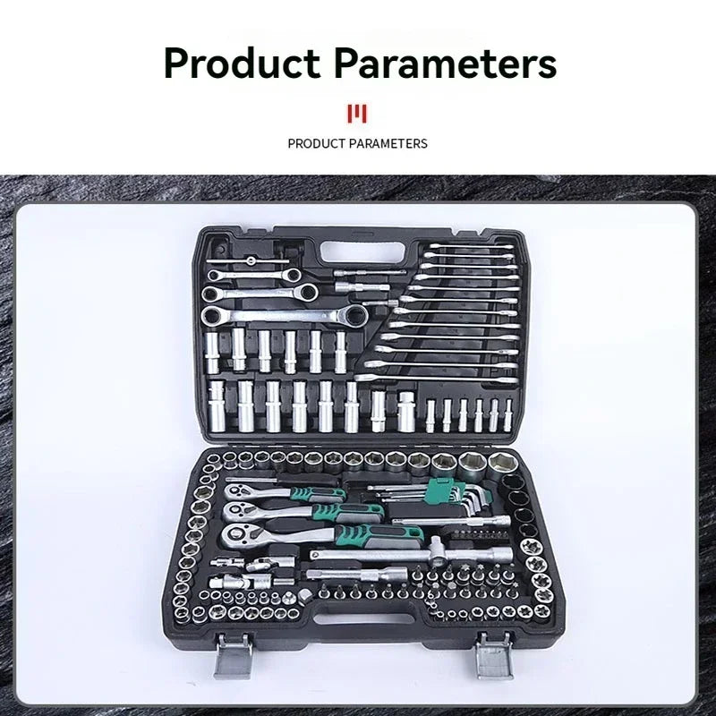 Upgrade 151 Piece Set Of Automotive Repair PC Tool Combination With Upgraded S2 Ratchet, Pearl Nickel Matte Mirror Surface Optio