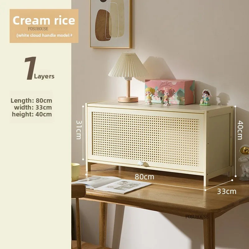 Cream Style Living Room Cabinets Household Bookcase with Door Storage Cabinet Floor Rack Wall Storage Cabinet Home Furniture