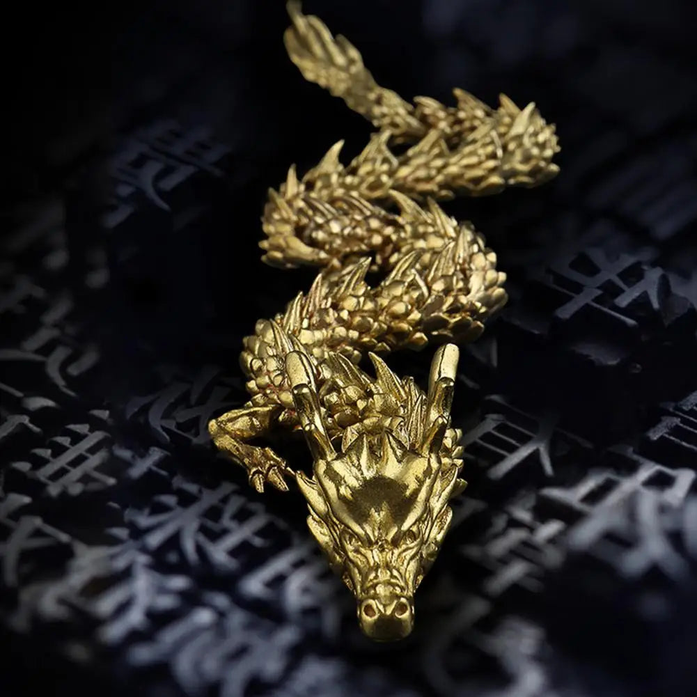 3D Printed Chinese Dragon Figurine Movable Joints Golden Loong Figure Articulated Dragon Model Toy Desktop Decoration Ornament
