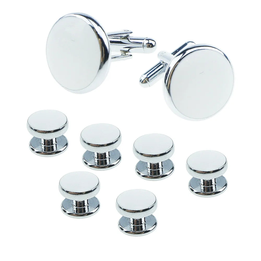 Mens Cufflinks and Studs Set for Tuxedo Shirts Business Wedding Party Cuff Links Classic Accessories Tie Clasp Collar Clips Gift