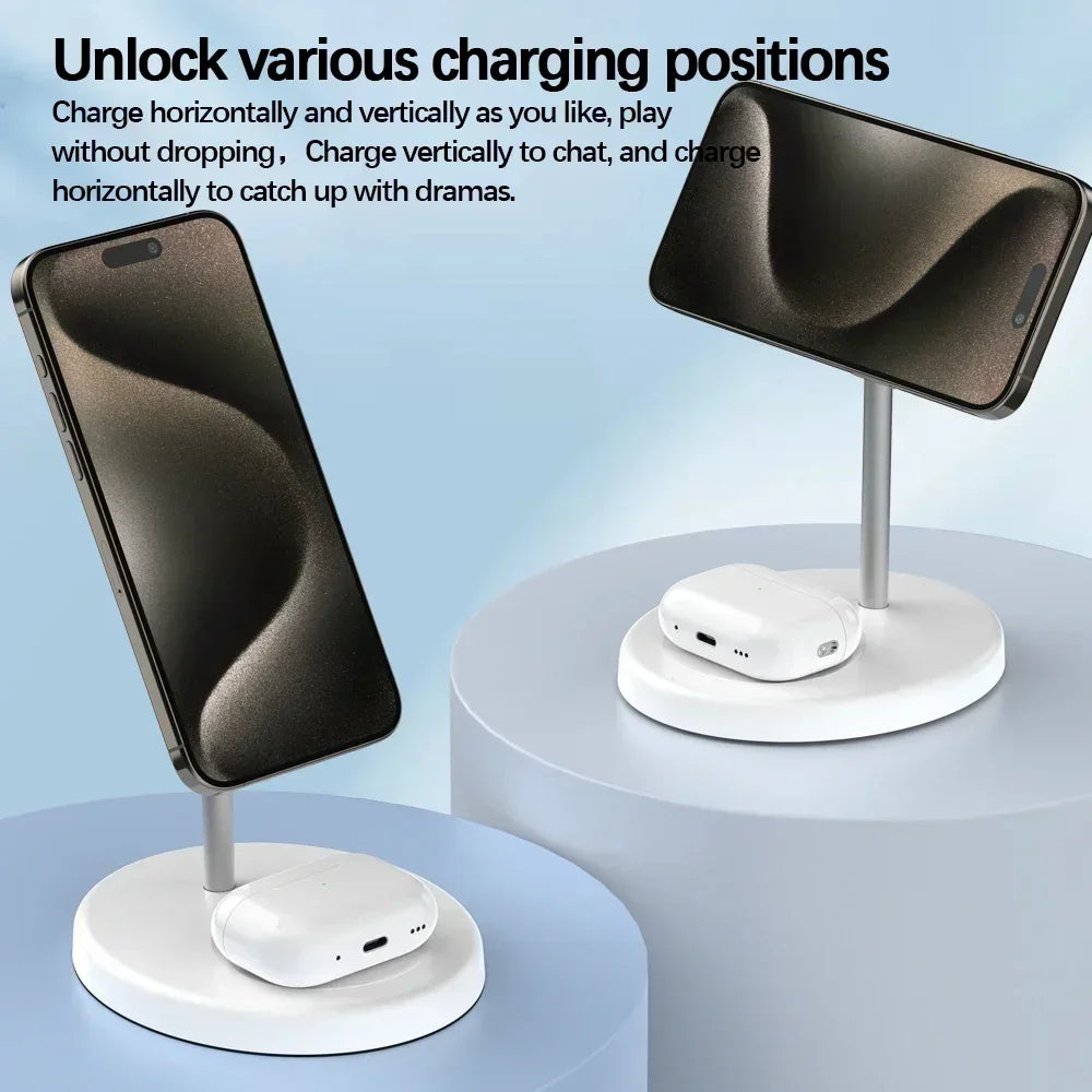Upgraded 30W Magnetic 2 in 1 Wireless Charger Stand For iPhone 15 14 13 12 Pro Max AirPod Pro Fast Phone Charging Station Holder - Free Item Weekend (50% off).