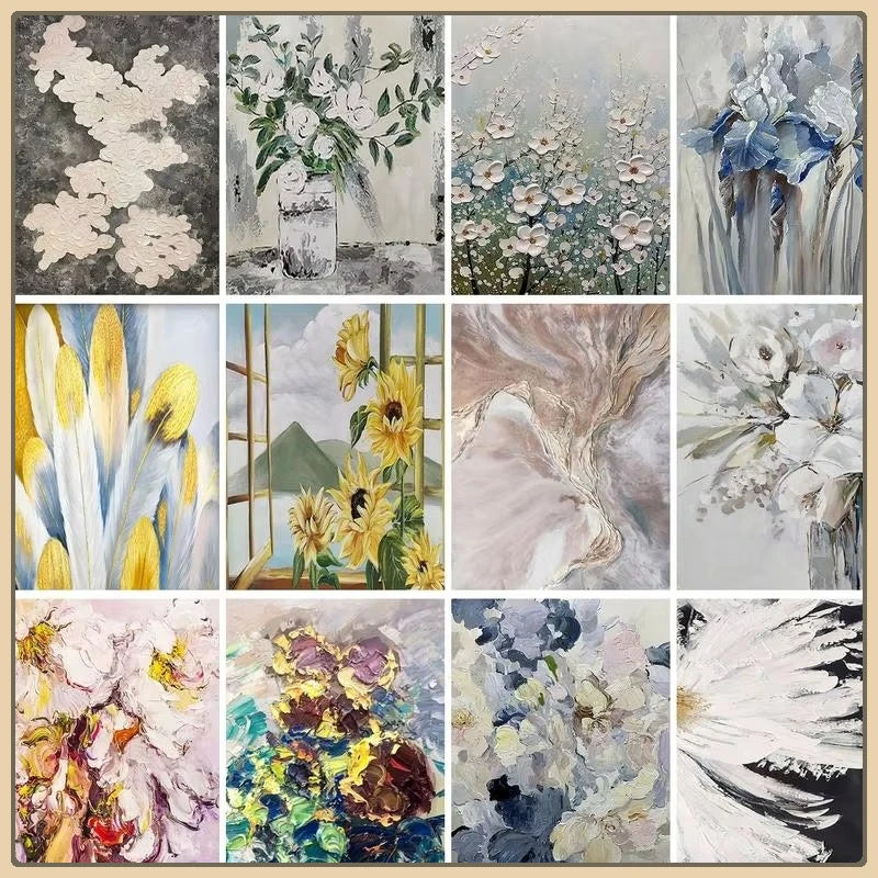 Painting By Numbers Abstract Plain Flowers For Adults Handmade On Canvas Gift Artwork Pictures Paint Set Coloring By Number