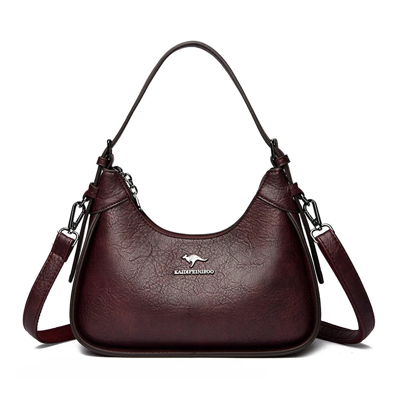 Genuine Brand Soft Pu Leather Shoulder Bag Luxury Women's Crossbody Messenger Bag Designer Female Hobo Handbag Sac A Main Purses