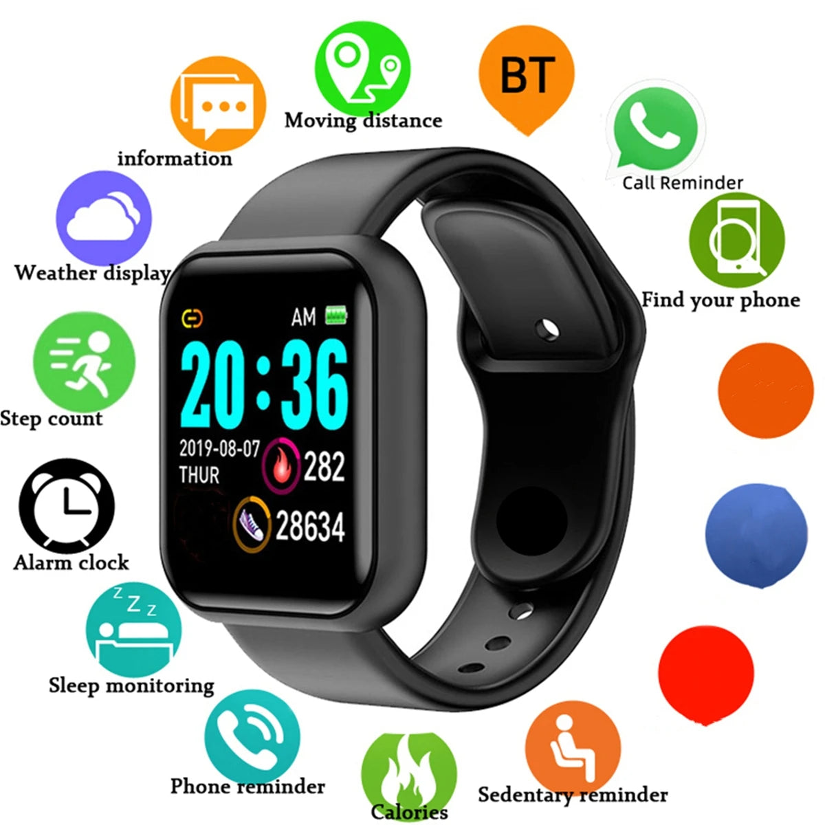 Smartwatch Men Women Wristwatches Smart Watch Message Fitness Monitor Bracelet Birthday Gift Electronic Clock For Android IOS - Free Item.