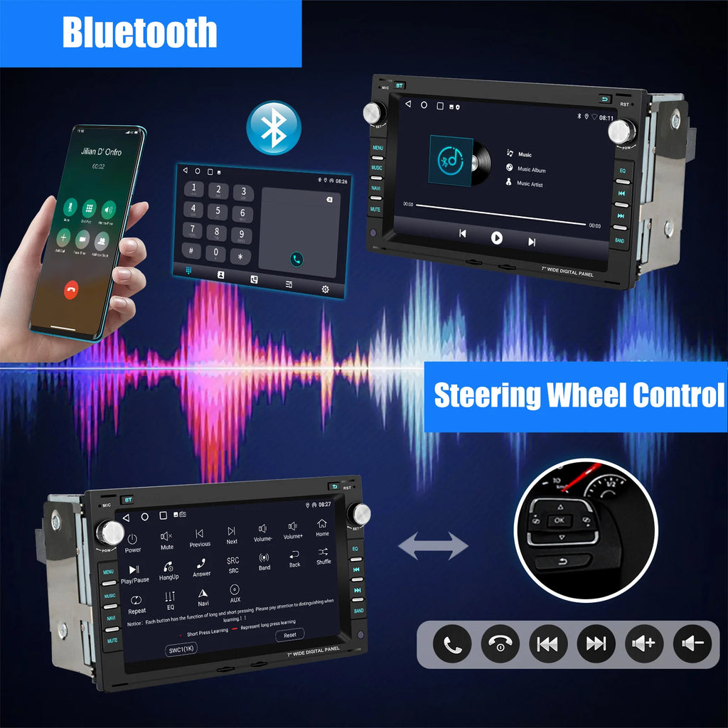 ESSGOO 7" Android 14 2+64G Wireless Apple Carplay Autoradio Für VW Polo 9N Golf 4 Passat B5 T5 GPS NAVI RDS Wifi Bluetooth FM EQ