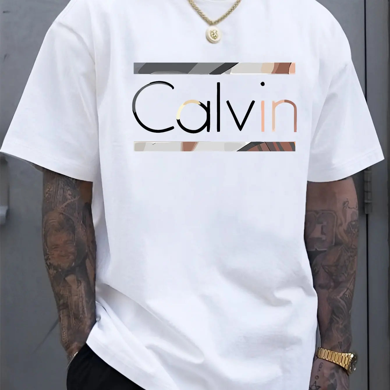 Men's Summer 100% Polyester Fashionable Casual Loose Plus Size New Fashionable Letter Printed Round Neck Short Sleeved T-shirt