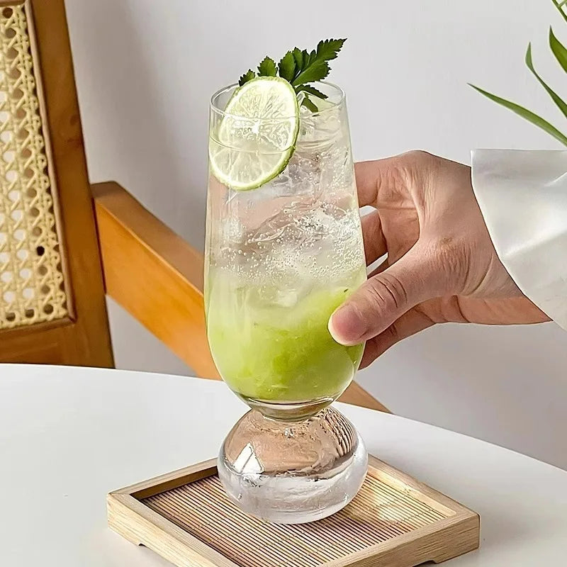 Ball Bottom Glass Juice Cup, Nordic Style Wine Glasses Cups, Creative Soda Bubbles Glass Cup,Restaurant Kitchen Tools
